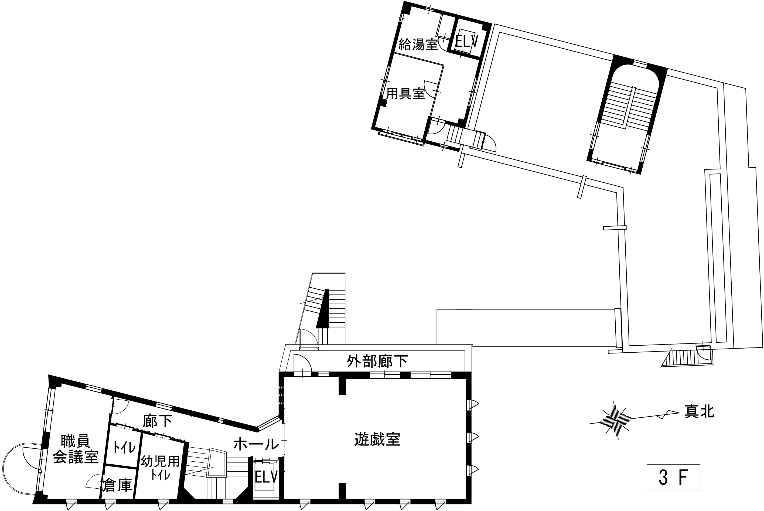 保育園建物の3F平面図